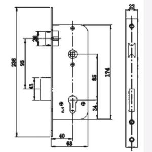Surface Gold Painting Stainless Steel Lock Body With Cylinder 9011-40 Iso9001