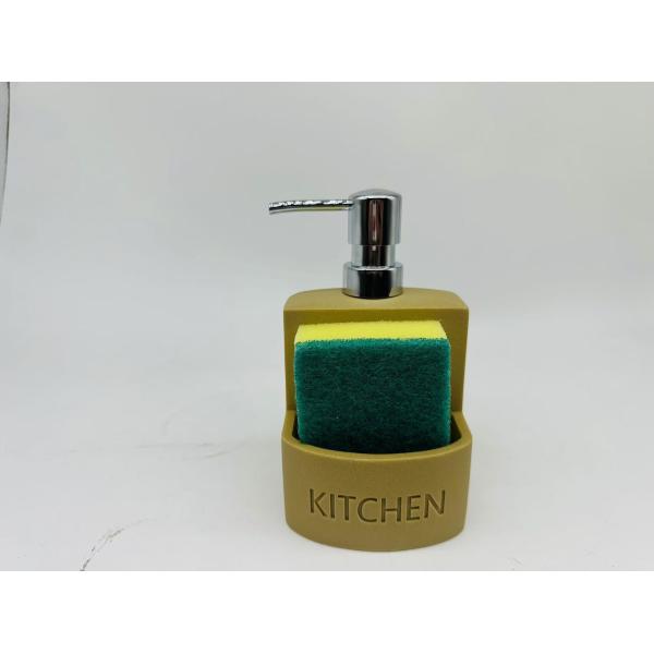 Rectangular Kitchen Utensil Caddy Soap Dispenser with ABS Pump Head and Sponge Debossed Letter