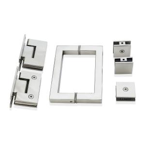 Square Handle Glass Clamp Kit Sturdy Stainless Steel Hinge for Frameless Shower