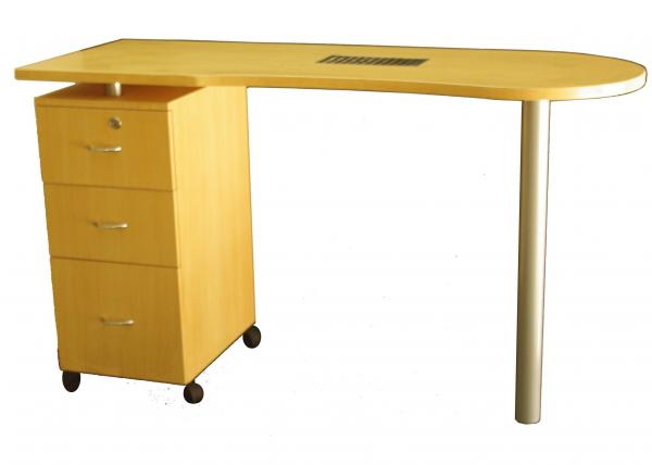 Vent System Wooden Mobile Nail Desk Furniture For Spa , 46cm Depth