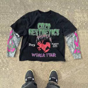 Custom Print Logo Graphic Tee Top Screen Printed Heavy Cotton Double Layer