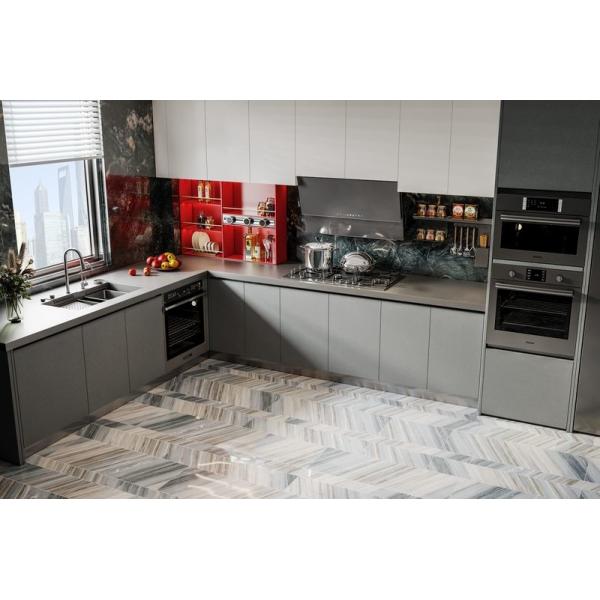 Luxury Stainless Steel Kitchen Storage System With Multiple Open Shelves