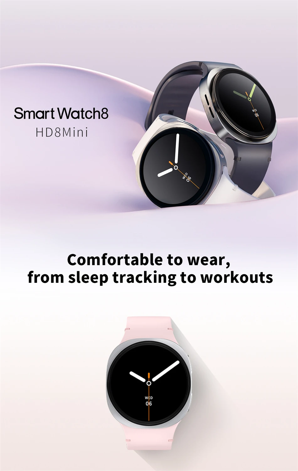 HD8Mini Smartwatch BT Call Wireless Charging BT5.4 SOS Emergency