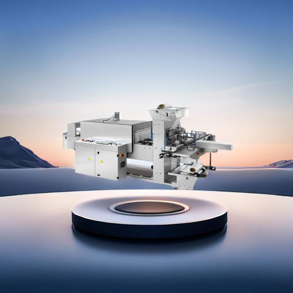 Fully automatic heat shrink packaging machine cuff type and precise wrapping solution online with turret rewind machine