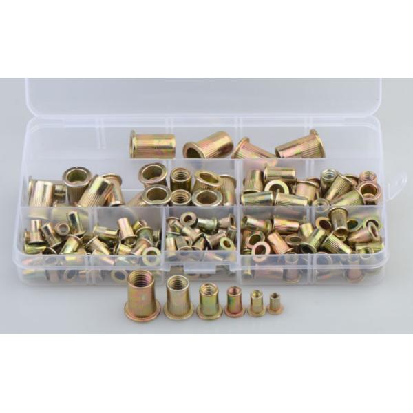 17*10*2.3 Titanium Cross Border Carbon Steel Color Plated Zinc Vertical Grain Flat Head Rivet Nut Combination Set 150pcs
