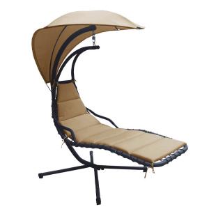 Upgrade Your Patio Modern Metal Stand Hammock Swing Chair with Cushion and Sun
