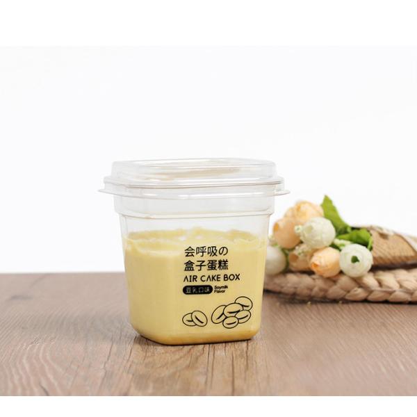 Quality Wholesale custom clear PET square plastic cup 270ml cake box fruit pudding ice cream container with cover for sale