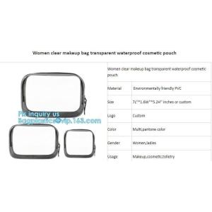 cusotm logo rope handle clear pvc bag with zipper, handle transparent cosmetic