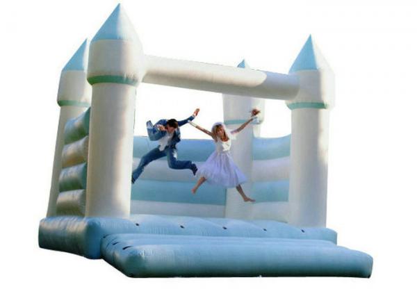 Quality Light Blue And White Inflatable Bounce House / Open Air Wedding Jumping Castle for sale