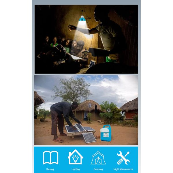 4Lamps Solar LED Home Lighting System 20W Waterproof Emergency Power Supply