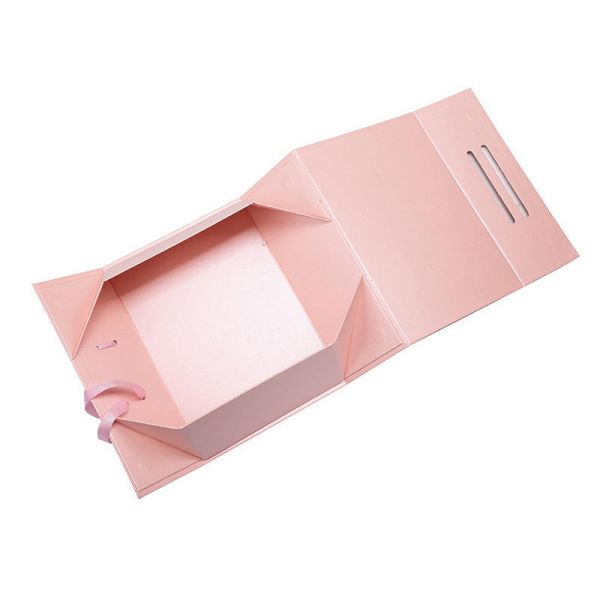 Custom Order Others Type Empty Paper Magnetic Folding Gift Packaging Box With Ribbon