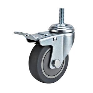 Wholesale medium duty 5&quot; thread grey TPR caster with brake, Rueda, TPR castor front brake from china suppliers