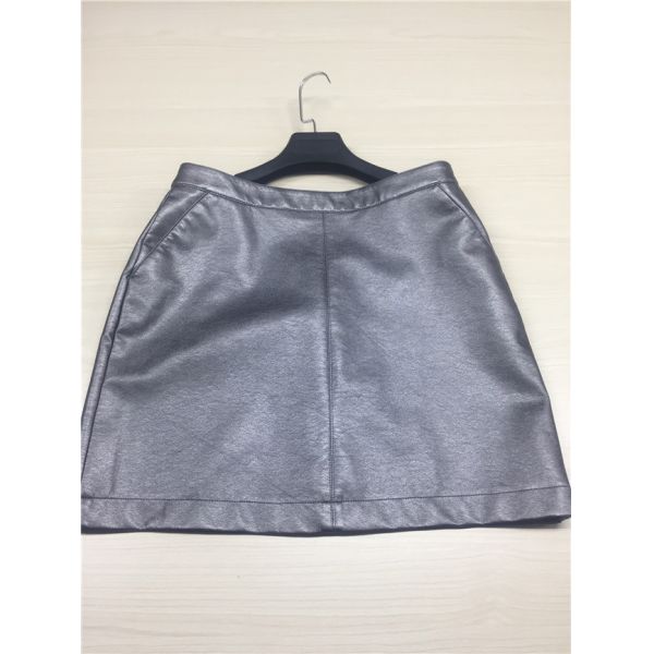 Dry Process Polyester Faux Leather , Silver Fake Leather Fabric For Ladies ' Garment