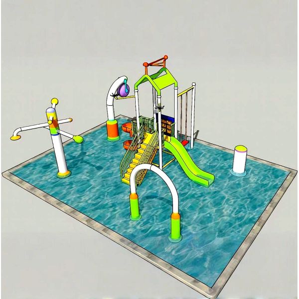 Hotel Outdoor Water Playground with 114mm Pole and Thrilling Water Slide