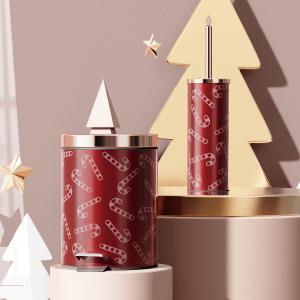 SS Round Trash Bin with Rolling Cover Foot Pedal Bin Stainless Steel Trash Can