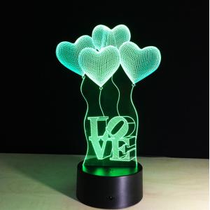 Heart Shape 7 Colors Change 3D LED Night Light with Remote Control Ideal For