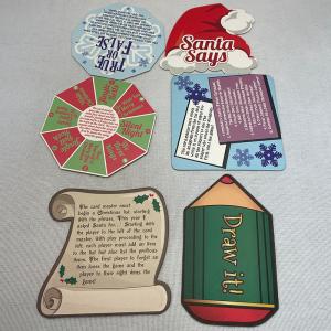 Party game cards for family fun Christmas Fun games Custom design Shaped card