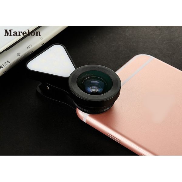 Macro Clip - On Universal Phone Selfie Lens LED Flashlight With Wide Angle 140 Degrees