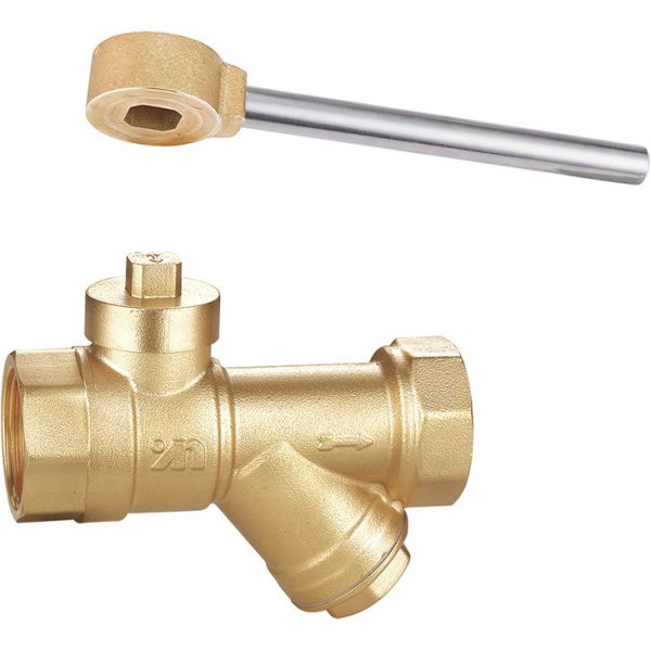 Quality 1603 Magnetic Lockable Brass Ball Valve DN20 DN25 DN32 with Square Patterned Stemhead & Built-in Filter Function for sale