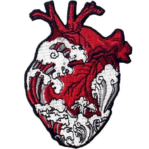 Quality Velcro Hook Loop Wave Heart Patch No Backing Custom Jacket Patches for sale