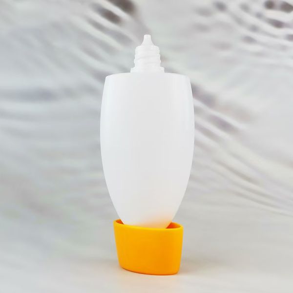 White Oval Shape Sunscreen Cream Bottle with Customized Color PP Material for Cosmetic Packaging