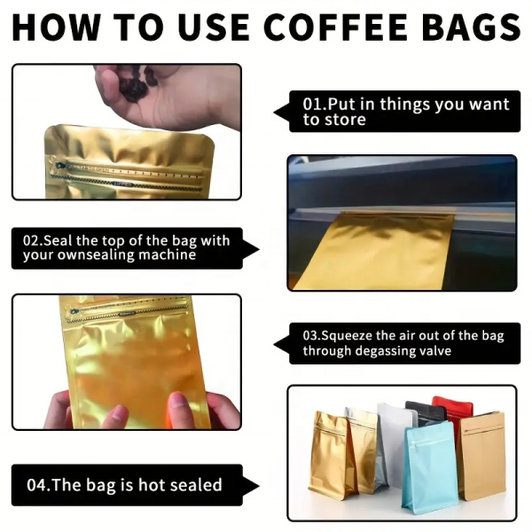 Custom Printed Coffee Bag 12oz Eight Side Sealed Flat Bottom Bolsas De Cafe Valve Zipper Plastic Bag Packaging Coffee Bag