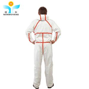 55gsm PP SMS Non Woven Protective Coverall Hooded Disposable Protective Suit For