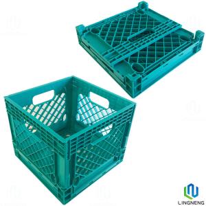 China 16 Quart Collapsible Milk Crate Stackable Foldable Plastic Crates For Vinyl Record And  Milk on sale