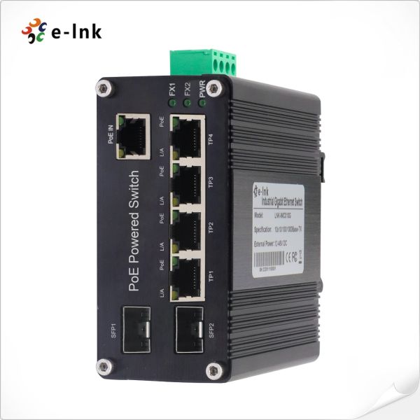 IP40 Aluminum Case Industrial PoE Switch 4 Port 802.3bt PoE Out 2 Port 100/1000X