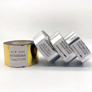 Wholesale Black gold silver scf-900 date coding ribbon 30mmx100m type date batch number printing hot coding foil tape from china suppliers