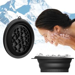 Large Silicone Bowl for Face Ice Bath with Built-In Icetray, Foldable and