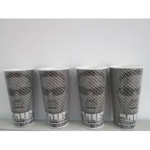 22oz Cold Drink Double PE Single Ice Paper Cup with Lids