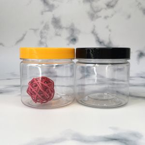 Transparent Plastic Containers Jars With Plastic / Aluminum Lid