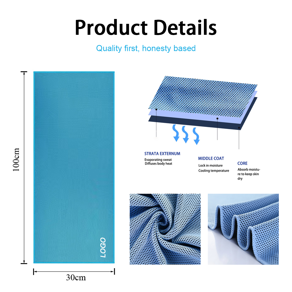 Microfiber Cooling Towel Absorbent Quick-Dry Solid Color Polyester Microfiber Sports Towel