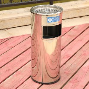 Commercial Trash Can Hotel Lobby Vertical Rust Steel with Ashtray Trash Hotel