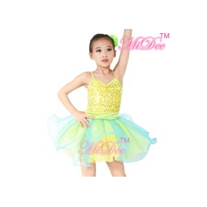 Wholesale lyrical ballet dance costumes Sequin Tops Two Colors Layered Tulle Skirt from china suppliers