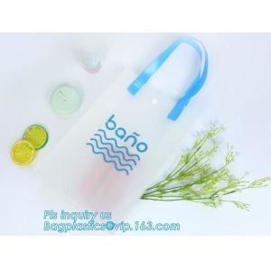 Waterproof recycled handle shopping square bottom transparent pvc plastic bag,