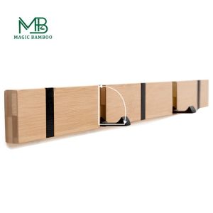 Convenient Storage Bamboo Wall Mounted Coat Rack With 5 Dual Rails Hooks For