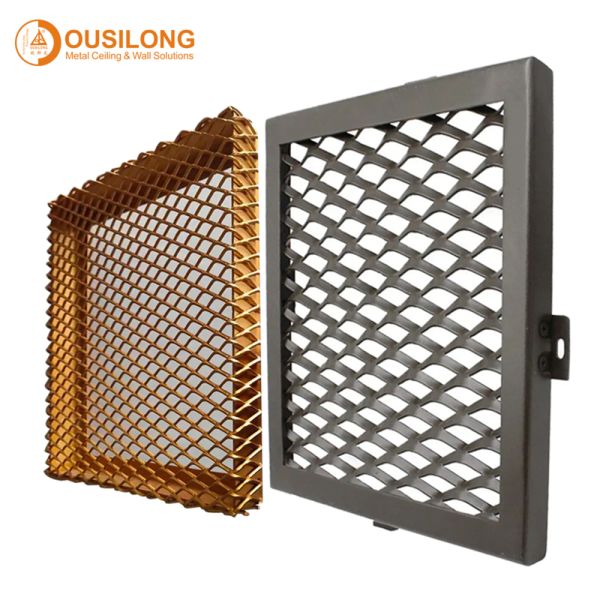 Commercial Building Decorated Materials Silver White Metal Mesh Wall Ceiling Panel With Frame