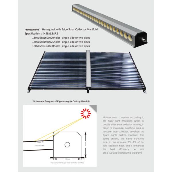 glass vacuum tube low pressure solar collector with reflector