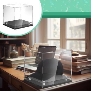 Clear Acrylic Display Case,Self-Assembly Display Box with Black Acrylic Base