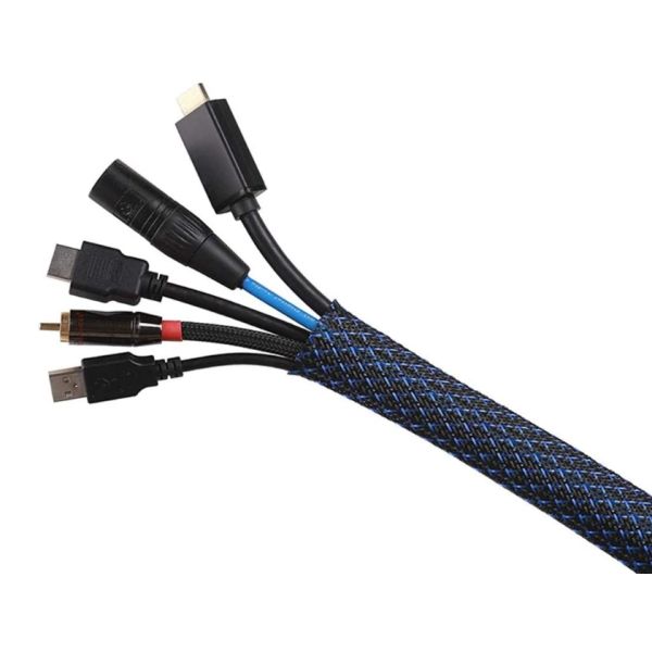 Black And Yellow Flexible PET Expandable Braided Sleeving Abrasion Resistant Customized