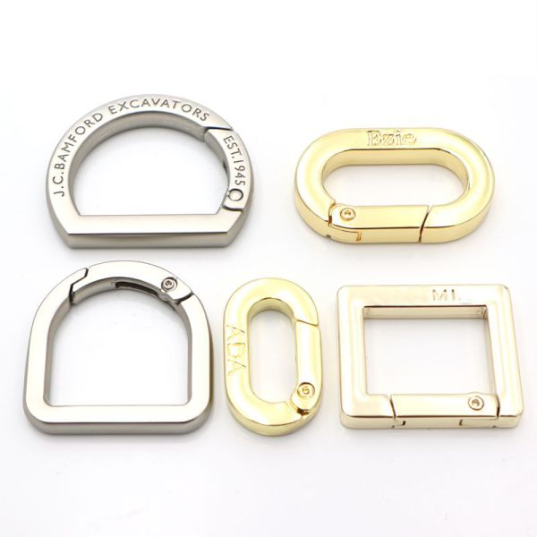 Round Spring Clasp Spring Openable O Ring Custom Metal Spring Ring Carabiner with Engraved Text