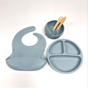 Silicone Baby Feeding Set Bpa Free Dinnerware Type with Bowl Bottle Spoon and