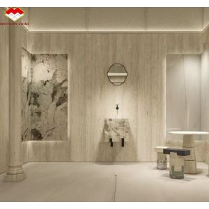 Modern Material Beige Travertine with Good Polished Natural Stone For Wall
