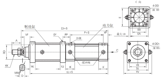 QGSJ Locking cylinder locking and stopping at any position in the middle of the stroke