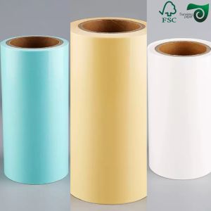 Wholesale FSC 40gsm 60gsm Single Side Glossy Glassine Paper For Label Backing White Yellow Blue from china suppliers