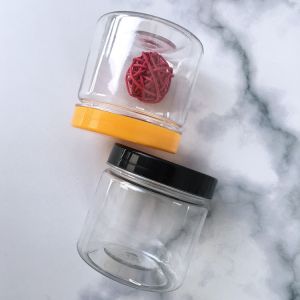 Transparent Plastic Containers Jars With Plastic / Aluminum Lid