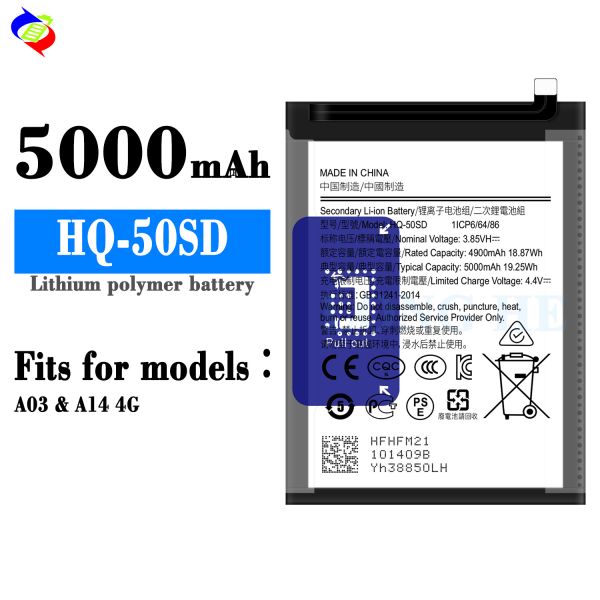 Stock HQ-50SD Mobile Phone Battery for Samsung A03 A035 2021 3.85V 5000mah Replacement