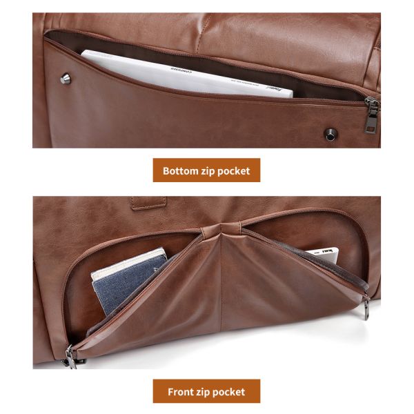 MingLu Custom Logo Large Leather Weekend Bag Mens Rainproof Durable